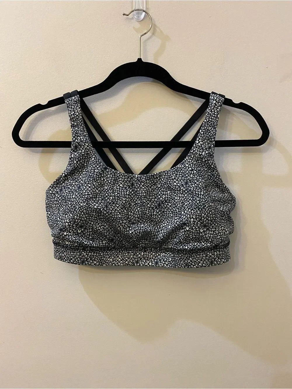 lululemon athletica Black & White Floral Strappy Sports Bra